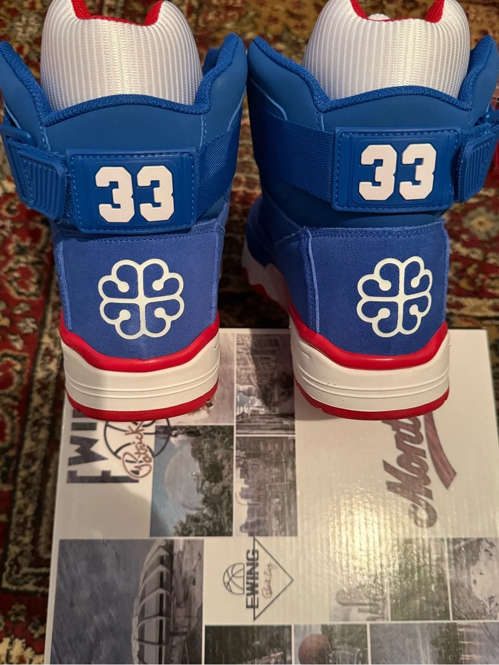Ewing 33 Hi Montreal Men's High-Top Sneakers in Blue and Red